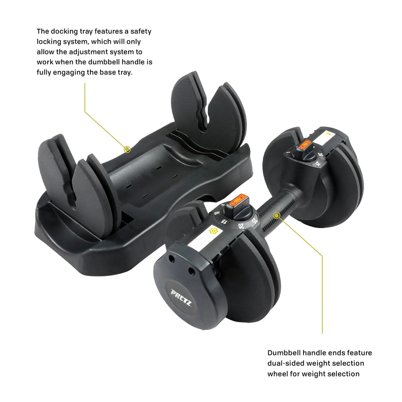 PRCTZ Adjustable Dumbbells – 5-25 Lb Strength Training for Home & Gym.