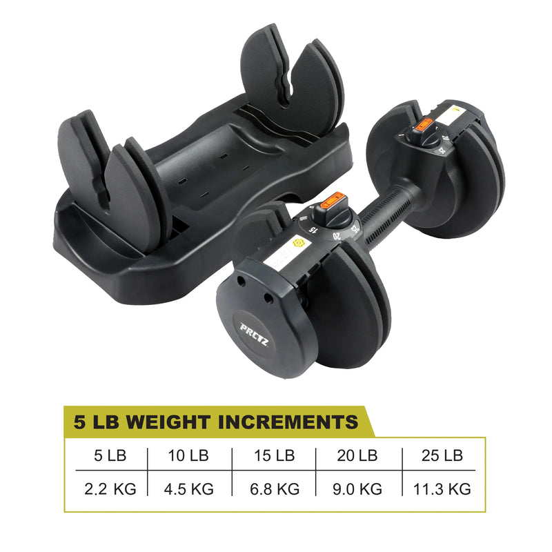 PRCTZ Adjustable Dumbbells – 5-25 Lb Strength Training for Home & Gym.